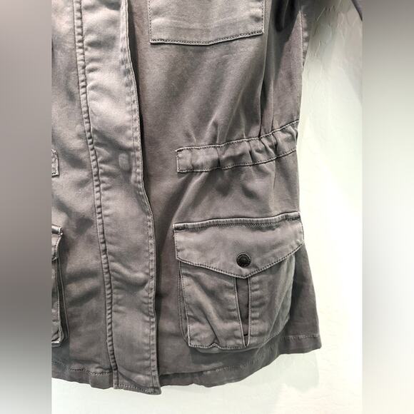 TINSEL | Charcoal Gray Utility Cargo Jacket with Hood | Size Small - Picture 5 of 9